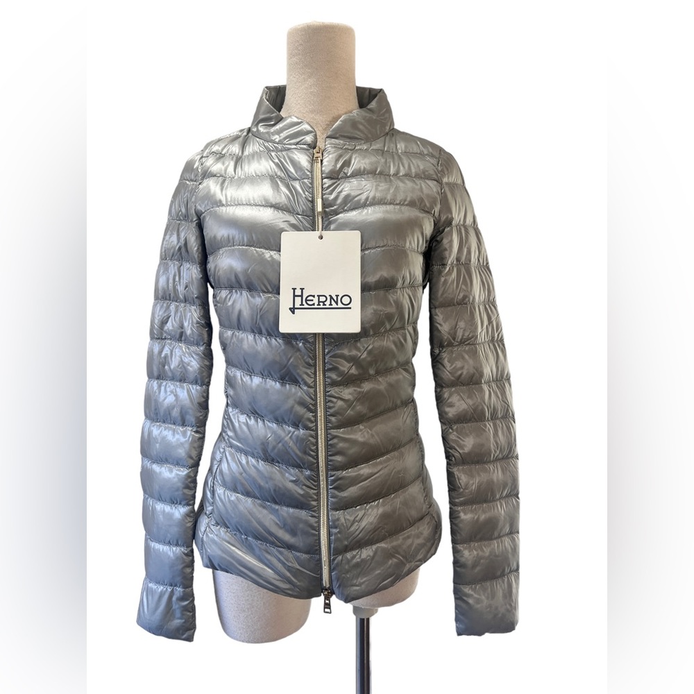 Herno grey classic fit padded down jacket i